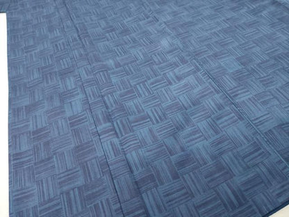 平和屋着物●本場染大島紬　市松文　正絹　逸品　AABK4452ck
