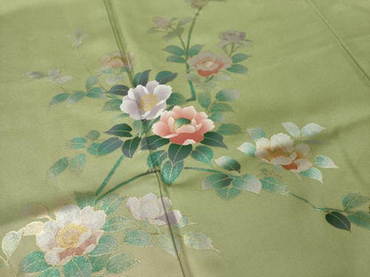 平和屋着物●訪問着　螺鈿　枝花文　暈し染め　金銀彩　正絹　逸品　AABK4453ck