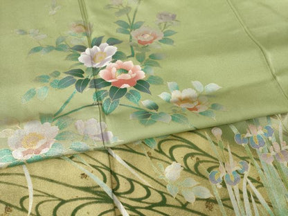 平和屋着物●訪問着　螺鈿　枝花文　暈し染め　金銀彩　正絹　逸品　AABK4453ck
