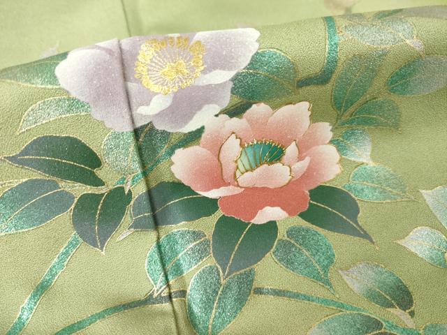 平和屋着物●訪問着　螺鈿　枝花文　暈し染め　金銀彩　正絹　逸品　AABK4453ck