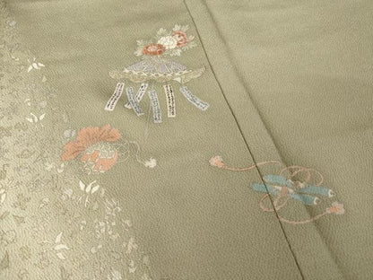 平和屋着物●松尾光琳　色留袖　刺繍　宝尽くし　銀彩　鬼しぼ縮緬　正絹　逸品　AABK4454ck