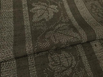平和屋着物●結城紬　80亀甲　唐草間道　正絹　逸品　AABK4455ck