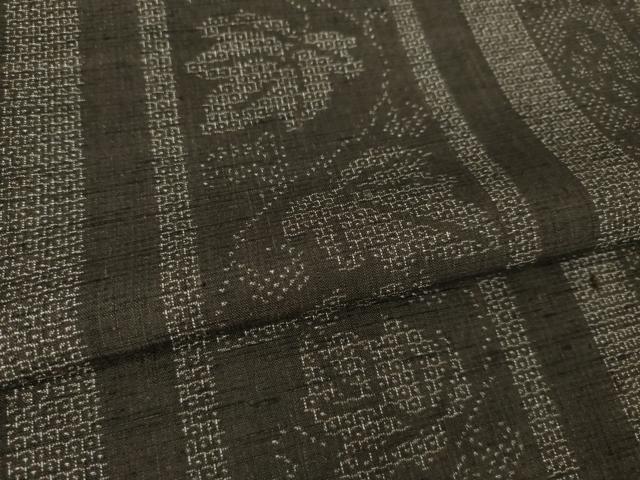 平和屋着物●結城紬　80亀甲　唐草間道　正絹　逸品　AABK4455ck