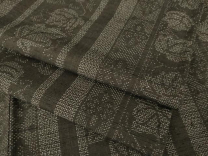 平和屋着物●結城紬　80亀甲　唐草間道　正絹　逸品　AABK4455ck