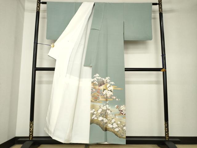 平和屋着物●豪華色留袖　駒刺繍　雪輪花文　正絹　逸品　AABK4458ck