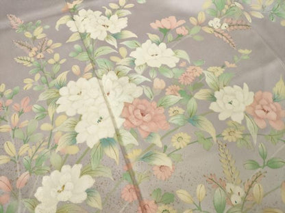 平和屋着物●絵夢工房　訪問着　刺繍　草花文　金銀彩　正絹　逸品　AABK4459ck