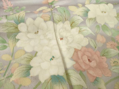 平和屋着物●絵夢工房　訪問着　刺繍　草花文　金銀彩　正絹　逸品　AABK4459ck