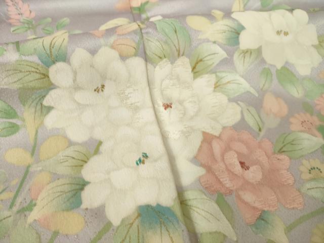 平和屋着物●絵夢工房　訪問着　刺繍　草花文　金銀彩　正絹　逸品　AABK4459ck