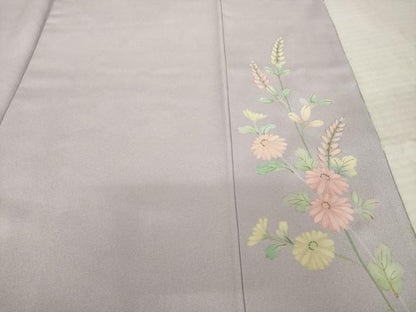 平和屋着物●絵夢工房　訪問着　刺繍　草花文　金銀彩　正絹　逸品　AABK4459ck