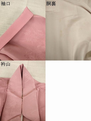 平和屋着物●上質な色無地　風景地紋　紅梅色　正絹　逸品　AABK4462ck