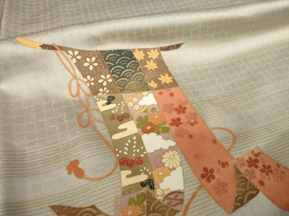 平和屋着物●訪問着　几帳花文　暈し染め　金彩　正絹　逸品　AABK4469ck