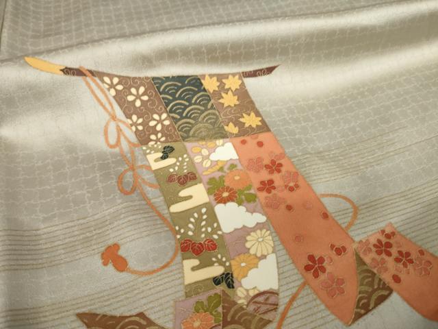 平和屋着物●訪問着　几帳花文　暈し染め　金彩　正絹　逸品　AABK4469ck