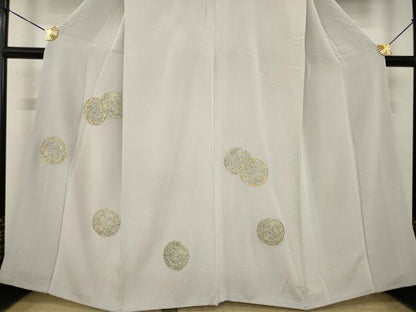 平和屋着物●京都祇園の老舗　ぎをん齋藤　訪問着　絞り　駒刺繍　鏡裏文　鬼しぼ縮緬　たとう紙付き　正絹　逸品　AABK4471ck