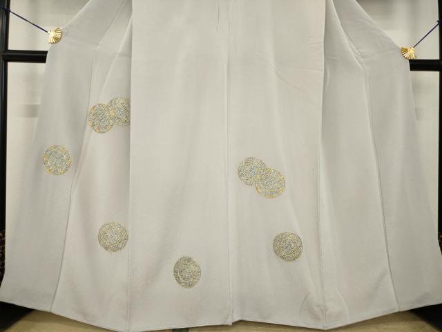 平和屋着物●京都祇園の老舗　ぎをん齋藤　訪問着　絞り　駒刺繍　鏡裏文　鬼しぼ縮緬　たとう紙付き　正絹　逸品　AABK4471ck