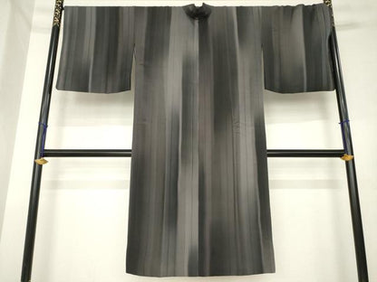 平和屋着物●道中着　間道　正絹　逸品　AABK4472ck