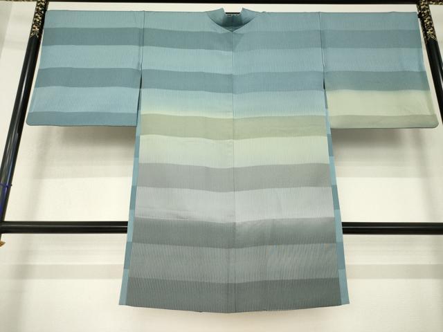 平和屋着物●長羽織　横段文　正絹　逸品　AABK4474ck