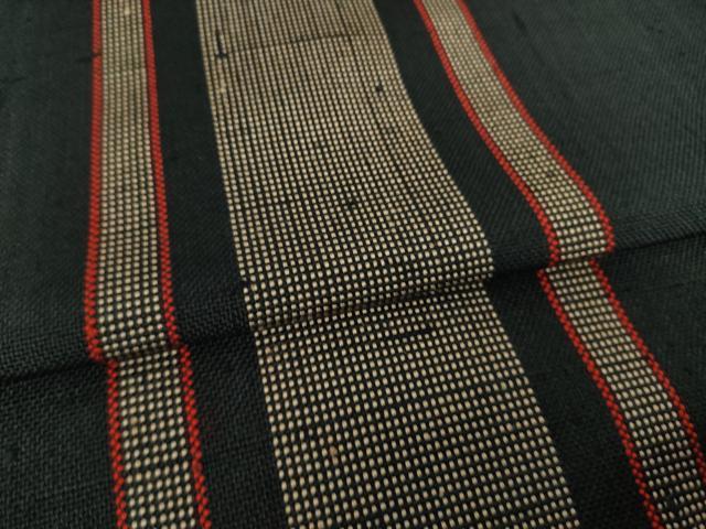 平和屋着物●ざざんざ織　伊兵衛織　単衣　間道　正絹　逸品　AABK4475ck