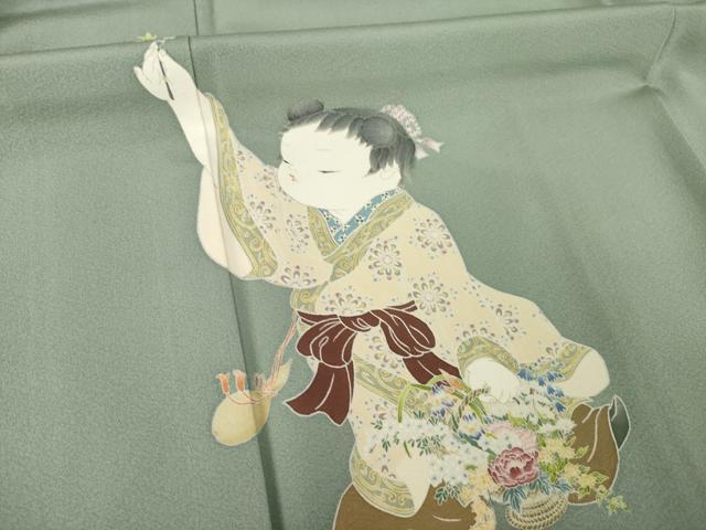 平和屋着物●二代目・由水十久　本加賀友禅　色留袖　童子　暈し染め　正絹　逸品　AABK4476ck
