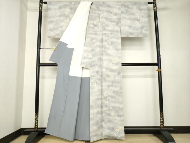 平和屋着物●本場結城紬　重要無形文化財　100亀甲　雪輪花文　正絹　逸品　AABK4477ck