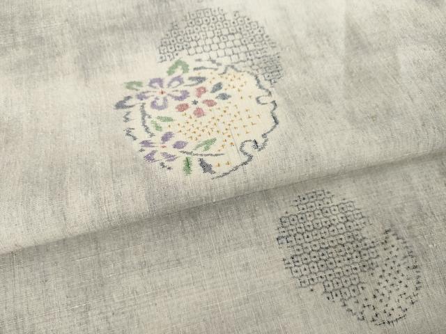 平和屋着物●本場結城紬　重要無形文化財　100亀甲　雪輪花文　正絹　逸品　AABK4477ck