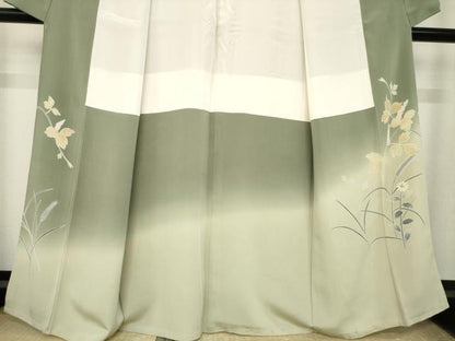 平和屋着物●創業460年・千總　訪問着　刺繍　草花文　金糸　金彩　高島屋扱い　正絹　逸品　AABK4481ck