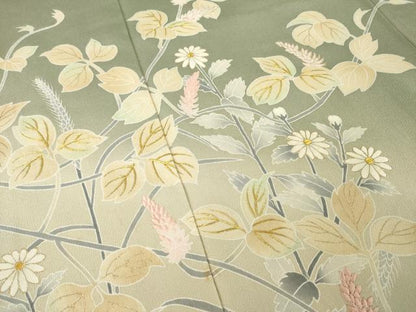 平和屋着物●創業460年・千總　訪問着　刺繍　草花文　金糸　金彩　高島屋扱い　正絹　逸品　AABK4481ck