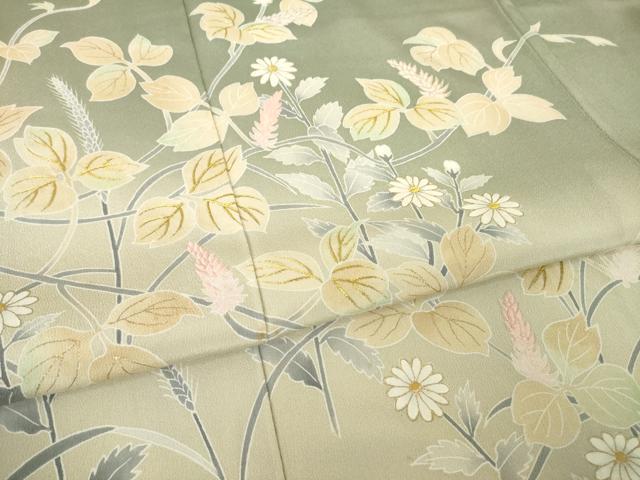 平和屋着物●創業460年・千總　訪問着　刺繍　草花文　金糸　金彩　高島屋扱い　正絹　逸品　AABK4481ck