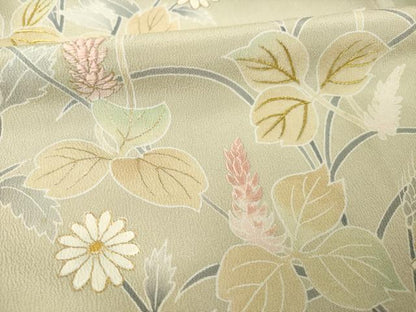 平和屋着物●創業460年・千總　訪問着　刺繍　草花文　金糸　金彩　高島屋扱い　正絹　逸品　AABK4481ck