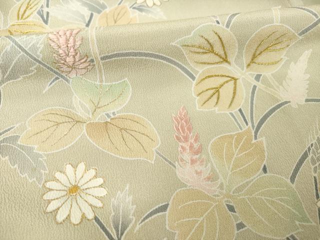 平和屋着物●創業460年・千總　訪問着　刺繍　草花文　金糸　金彩　高島屋扱い　正絹　逸品　AABK4481ck