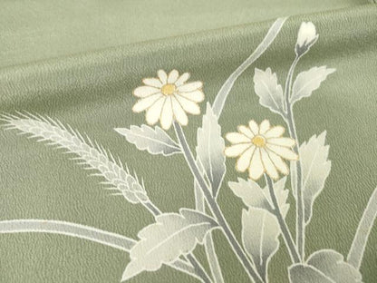 平和屋着物●創業460年・千總　訪問着　刺繍　草花文　金糸　金彩　高島屋扱い　正絹　逸品　AABK4481ck