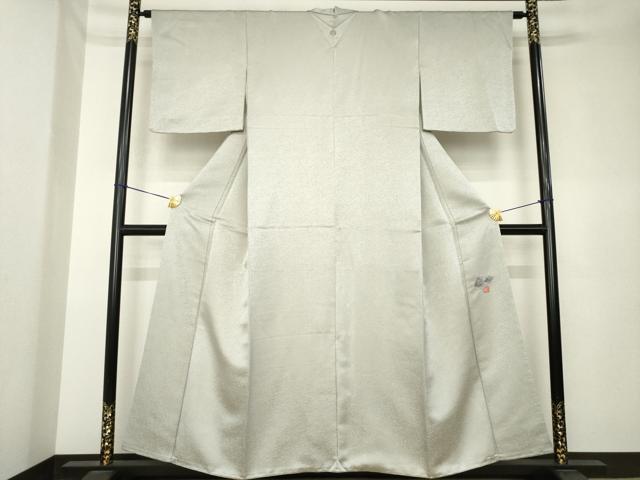 平和屋着物●久保田一竹　幻の辻が花　色無地　素鼠色　金通し地　正絹　逸品　AABK4483ck