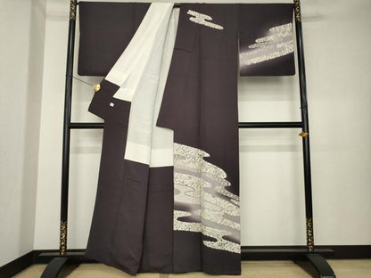 平和屋着物●訪問着　手刺繍　エ霞花宝尽くし　暈し染め　金糸　正絹　逸品　AABK4485ck