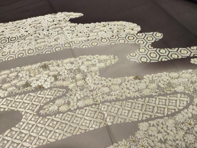 平和屋着物●訪問着　手刺繍　エ霞花宝尽くし　暈し染め　金糸　正絹　逸品　AABK4485ck