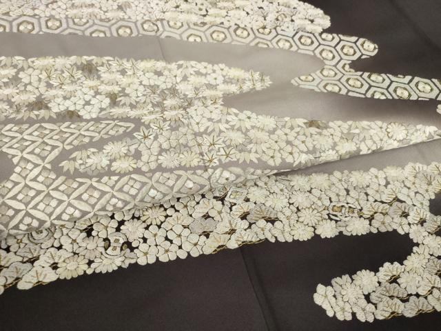 平和屋着物●訪問着　手刺繍　エ霞花宝尽くし　暈し染め　金糸　正絹　逸品　AABK4485ck