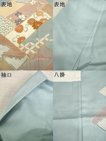 平和屋着物●豪華色留袖 駒刺繍 吉祥花文 正絹 逸品 AABK4487ck