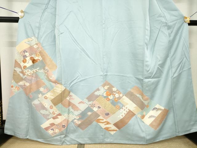 平和屋着物●豪華色留袖 駒刺繍 吉祥花文 正絹 逸品 AABK4487ck