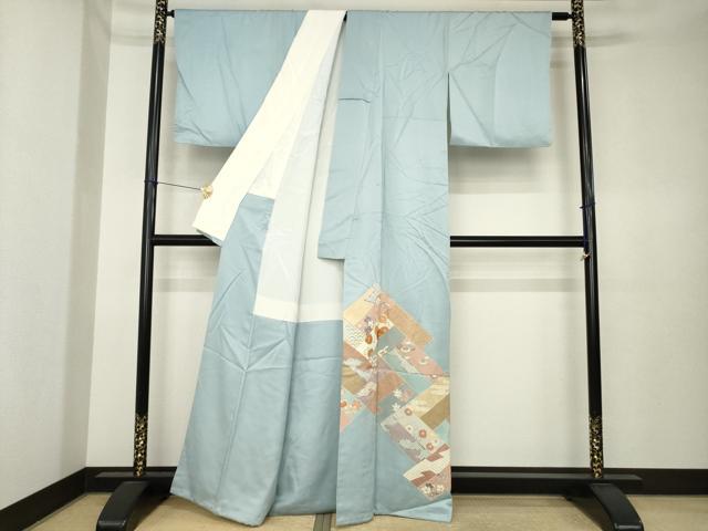 平和屋着物●豪華色留袖 駒刺繍 吉祥花文 正絹 逸品 AABK4487ck