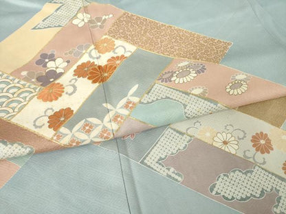 平和屋着物●豪華色留袖 駒刺繍 吉祥花文 正絹 逸品 AABK4487ck