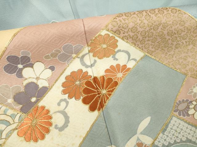 平和屋着物●豪華色留袖 駒刺繍 吉祥花文 正絹 逸品 AABK4487ck