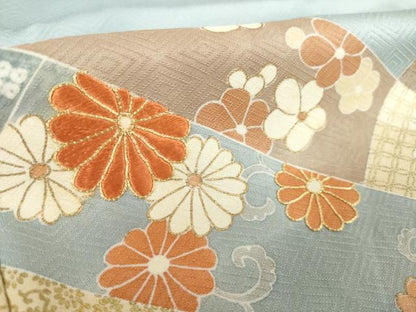 平和屋着物●豪華色留袖 駒刺繍 吉祥花文 正絹 逸品 AABK4487ck