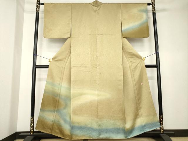 平和屋着物●久保田一竹　幻の辻が花　訪問着　霞文　暈し染め　金通し地　正絹　逸品　AABK4494ck