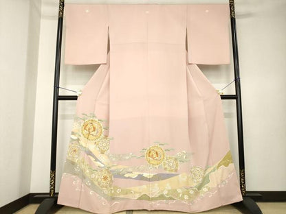 平和屋着物●創業460年・千總　色留袖　駒刺繍　鳳凰花文　正絹　逸品　AABK4497ck
