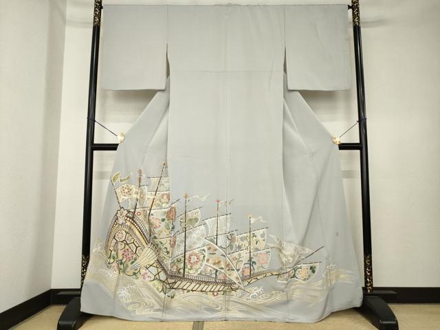 平和屋着物●山口美術織物　皇室　伊勢神宮御用　西陣織　色留袖　唐織　南蛮船　寿光織　金銀糸　正絹　逸品　AABK4498ck