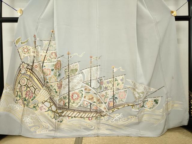 平和屋着物●山口美術織物　皇室　伊勢神宮御用　西陣織　色留袖　唐織　南蛮船　寿光織　金銀糸　正絹　逸品　AABK4498ck