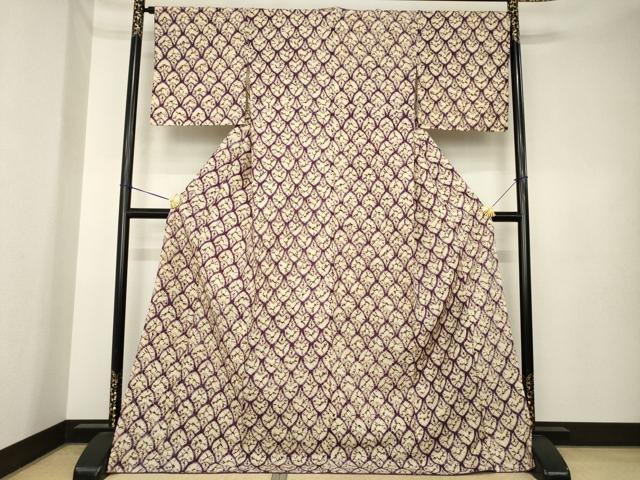 平和屋着物●岩手の匠　草紫堂　南部絞り　紫根染　紬　総絞り　ロング丈　正絹　逸品　AABK4499ck