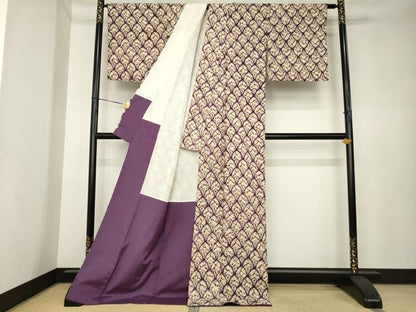 平和屋着物●岩手の匠　草紫堂　南部絞り　紫根染　紬　総絞り　ロング丈　正絹　逸品　AABK4499ck