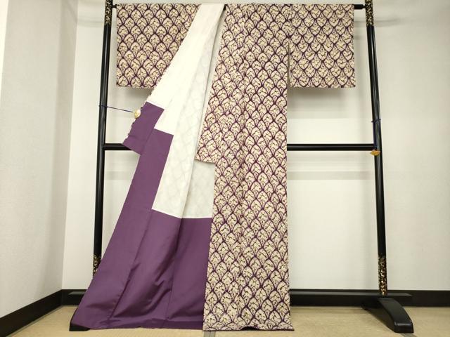 平和屋着物●岩手の匠　草紫堂　南部絞り　紫根染　紬　総絞り　ロング丈　正絹　逸品　AABK4499ck