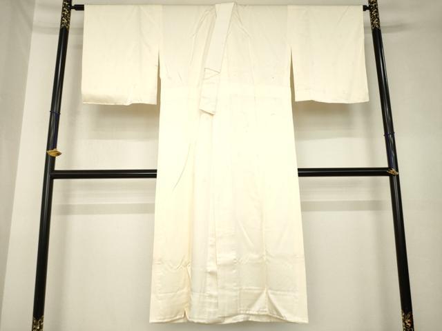 平和屋着物●十七代京屋林蔵　訪問着　長襦袢(無双仕立て)セット　辻が花　絞り　流水花文　銀通し地　正絹　逸品　AABK4500ck