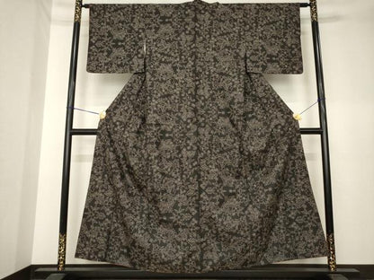 平和屋着物●本場大島紬　7マルキ　草花文　正絹　逸品　AABK4501ck