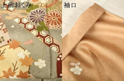 平和屋着物●訪問着　吉祥花蝶丸文　暈し染め　金彩　正絹　逸品　AABK4502ck
